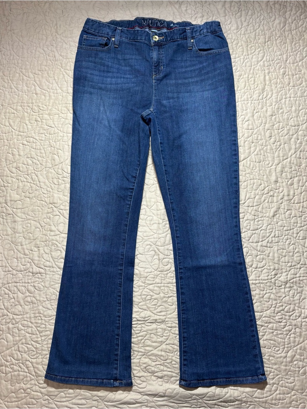 Altered Nautica Medium Blue Flared Women's Jeans 14 Western Y2K 90s Minimalist